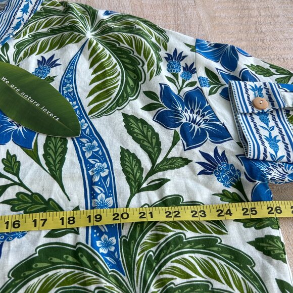 Farm Rio Chemise Dress Tropicance Floral Blue/Green NWT Large/Medium - Picture 4 of 8